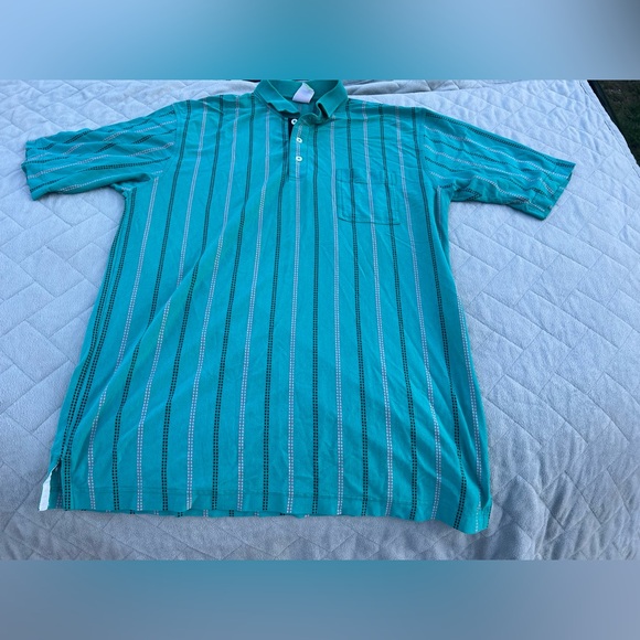 Vintage First Tee Striped Golf Shirt Size Large - Picture 1 of 5